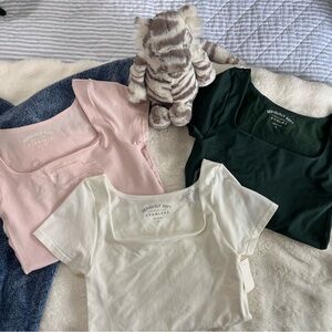 Aero Seamless Square Neck Tops - Pink, White, Green